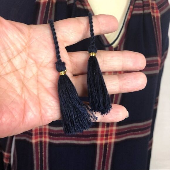 LUCK BRAND PLAID POPOVER TIE FRONT WITH TASSELS - Picture 6 of 14